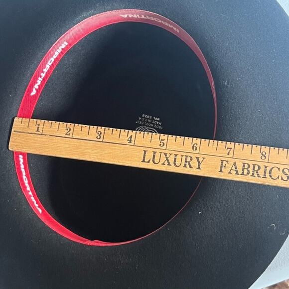 IMPORTINA Dollman Hat Womens Black Roll Up Edge Wool Leather Feathers Trim Vtg - Picture 12 of 13